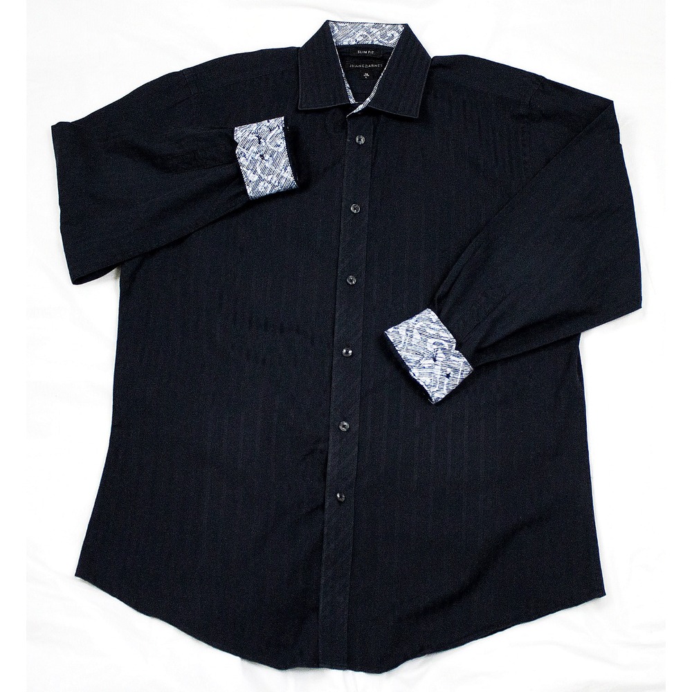 Jhane Barnes Slim Fit Mens‎ Long Sleeve Button Front Striped Shirt Size Large